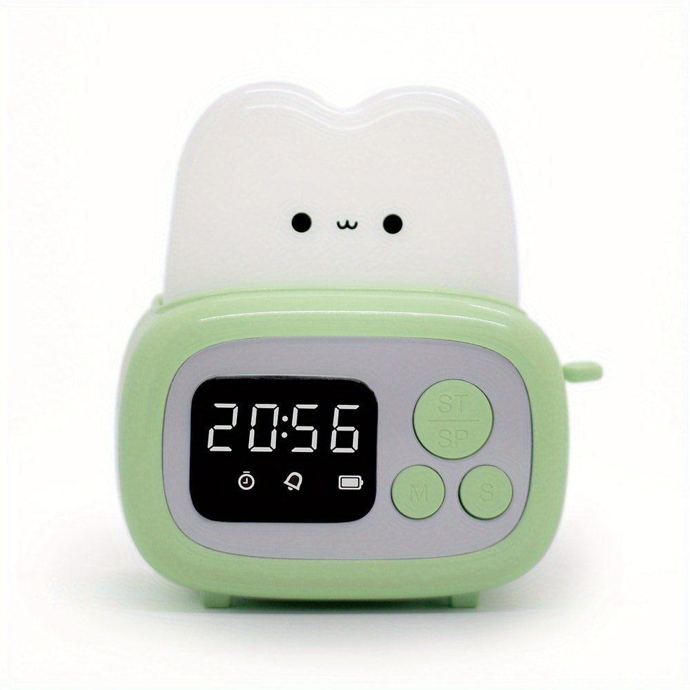 Time Bread Maker Alarm Clock LED Dimming Night Light USB Charging Timer Light Kid Student Bedside D