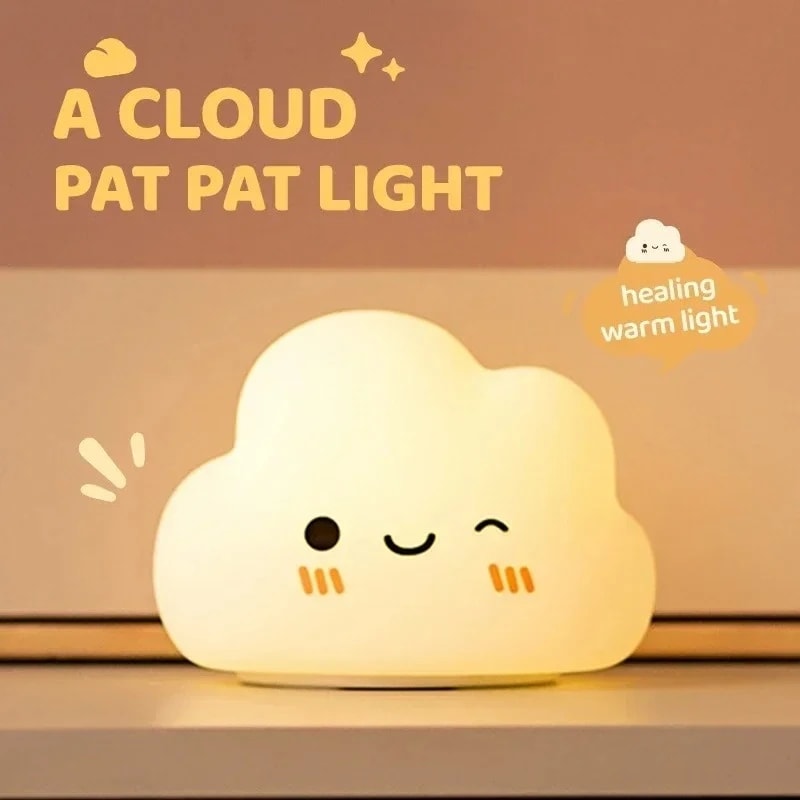 Adorable Touch Night Lamp Silicone Cloud Night Light For Kids LED Rechargeable Bedside Night Lights 2