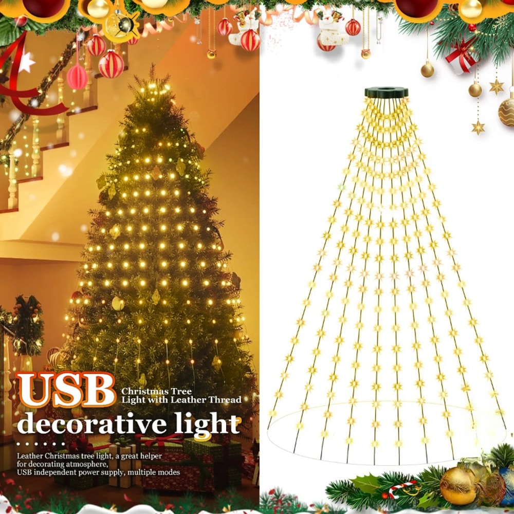 Waterproof USB LED String Lights, Christmas Tree Fairy Lights with 8 Modes for Indoor Garden Wedding Decor