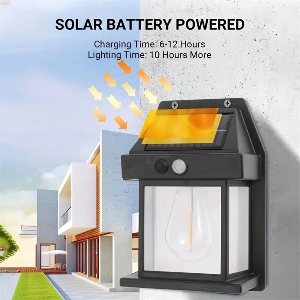 Solar Powered Wall Light Outdoor Waterproof Houseshaped Creative Motionactivated Lighting For Pathw 2