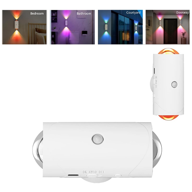 LED Atmosphere Lighting, LED Wall Light with Motion Sensor, RGB Porch Lights, Balcony Garden Night Light for Home