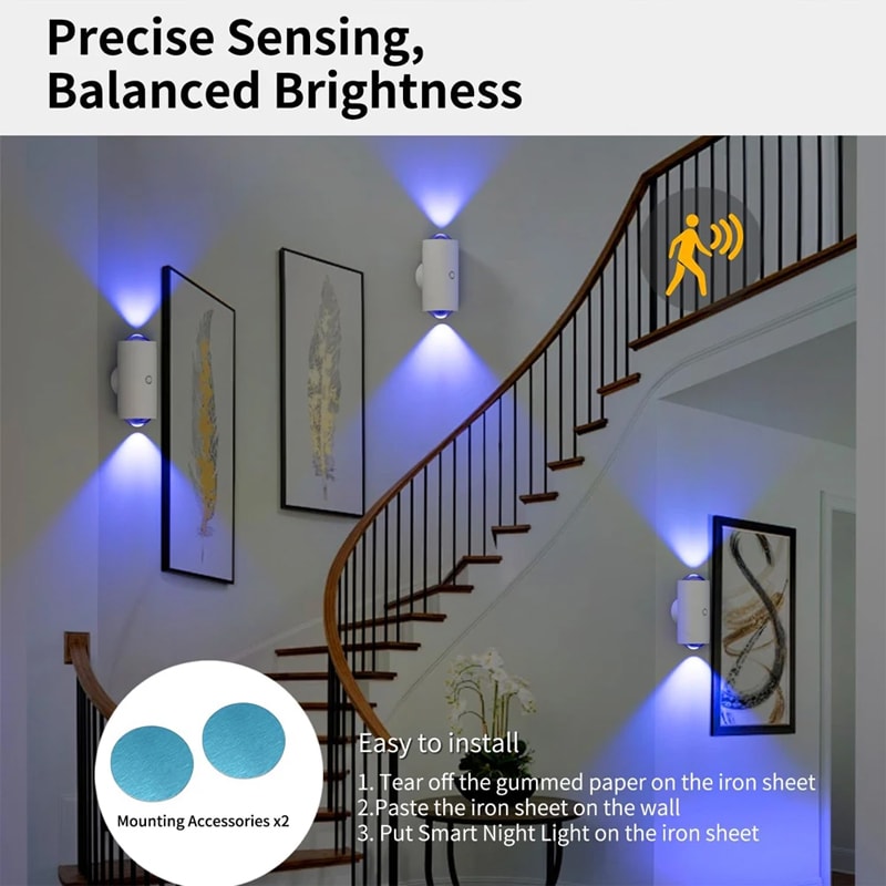 LED Atmosphere Lighting, LED Wall Light with Motion Sensor, RGB Porch Lights, Balcony Garden Night Light for Home