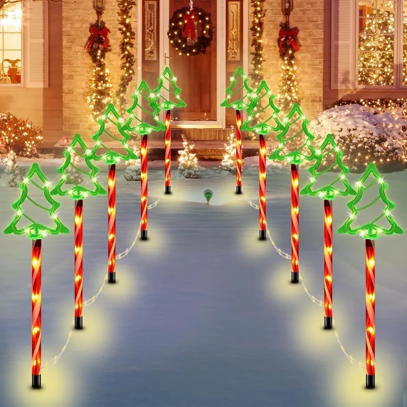 Solar Candy Christmas Tree, Ground Installation Decorative Lights, Outdoor Garden LED Lights for Courtyard