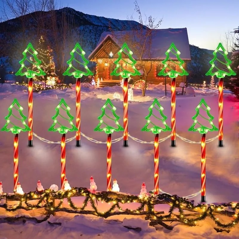 Solar Candy Christmas Tree, Ground Installation Decorative Lights, Outdoor Garden LED Lights for Courtyard