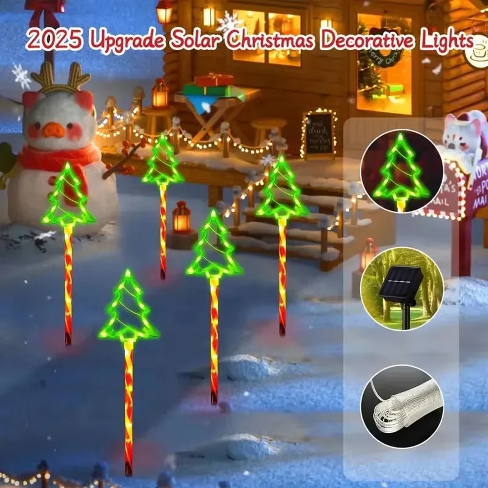 Solar Candy Christmas Tree, Ground Installation Decorative Lights, Outdoor Garden LED Lights for Courtyard