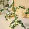 Green Leaf Wreath Light String, Artificial Flower with Fairy Lights for Party, Wedding, Holiday, and Courtyard