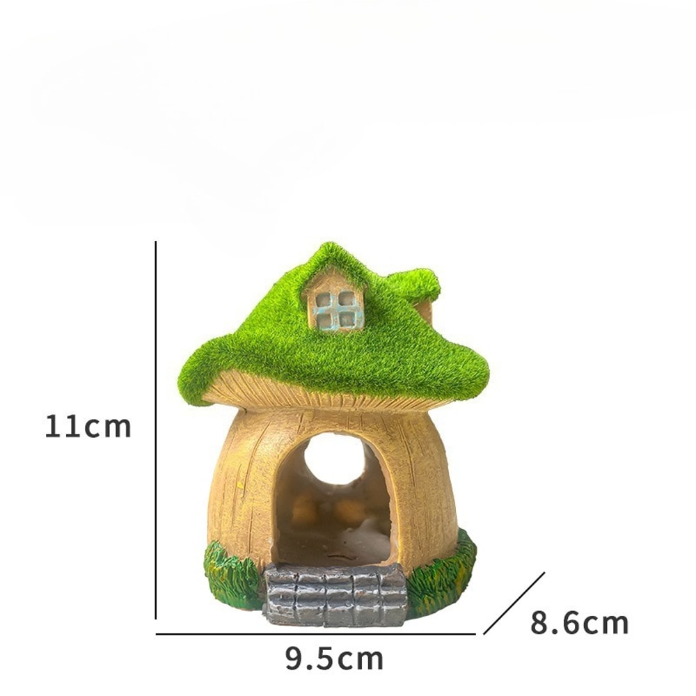 Creative House Ornament For Aquarium Fish Shrimp Shelter Moss House Landscape Mushroom Decoration D