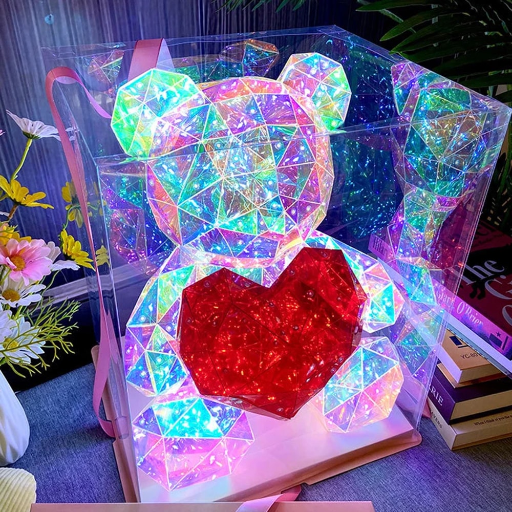Teddy Bear Doll Gift Lamp Colourful Sparkling LED Light Romantic Surprise For Girls Birthday Valent 0