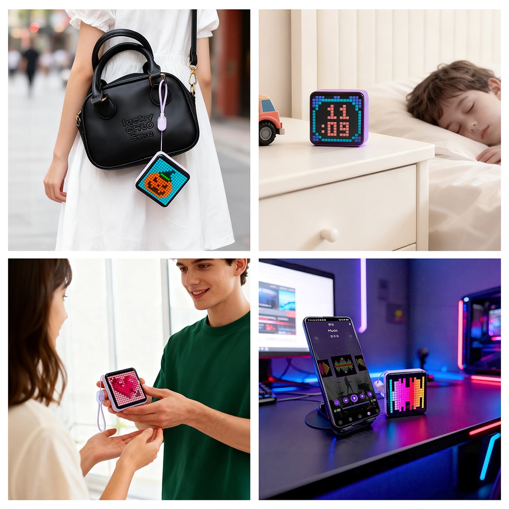 LED Bluetooth Pixel Screen, Desktop Atmosphere Pixel Light, DIY Pixel Mobile Power Bank Charging Bank for Decor