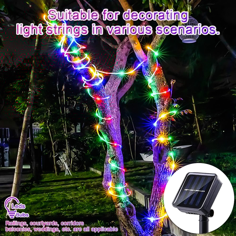 Solar LED Rope Light Waterproof Outdoor Solar Powered Fairy Lights for Garden Yard Holiday Tree Decor
