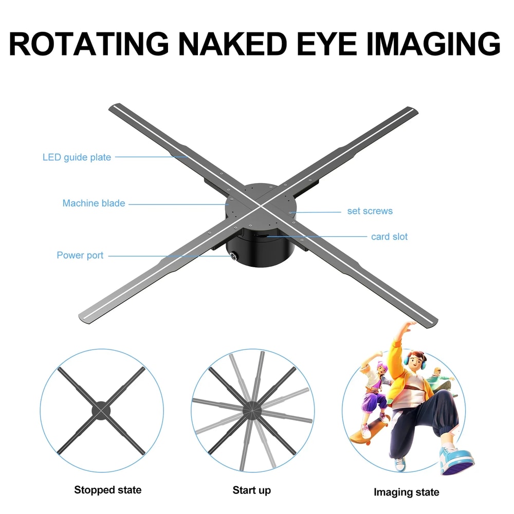 Holographic Fan Sign Neon Beads Memory Manual DIY Image Text LOGO Advertising Machine 3