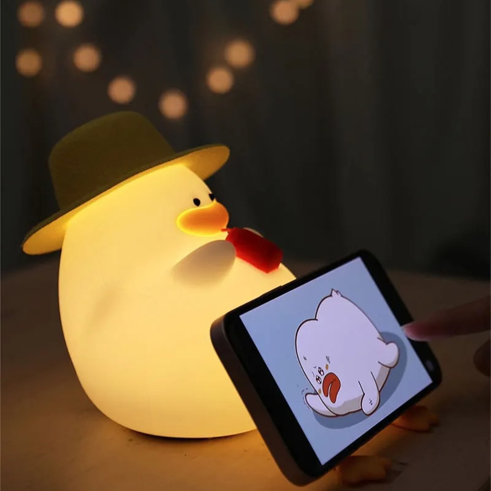 Small Duck Night Light Cartoon USB Charging Lamp Silicone Creative Gift For Kid Room Bedroom Bedsid 2