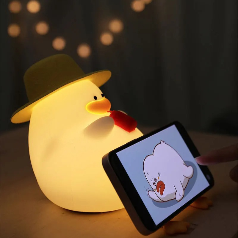 Small Duck Night Light Cartoon USB Charging Lamp Silicone Creative Gift For Kid Room Bedroom Bedsid 2