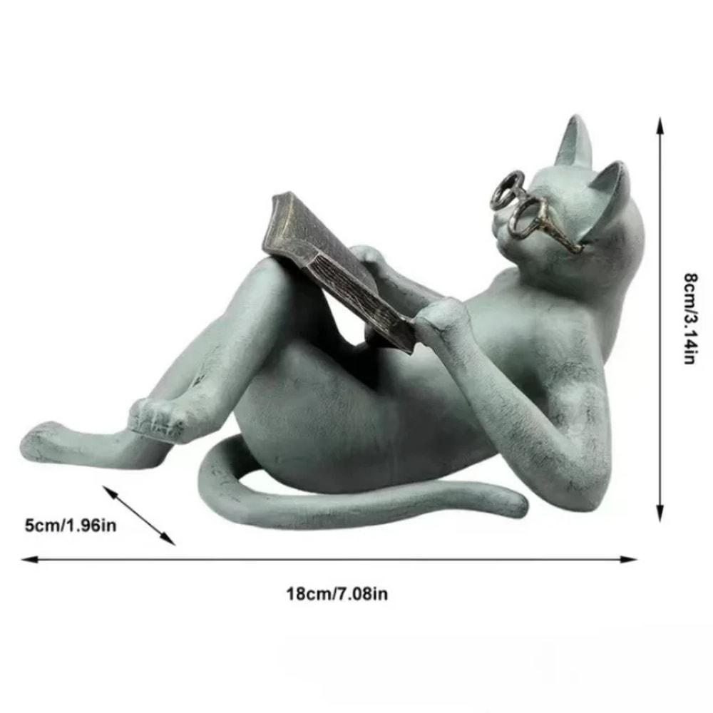 Creative Read Literature Cat Crafts Decoration Home Table Top Statue Office Decor Gift Car Accessor 4
