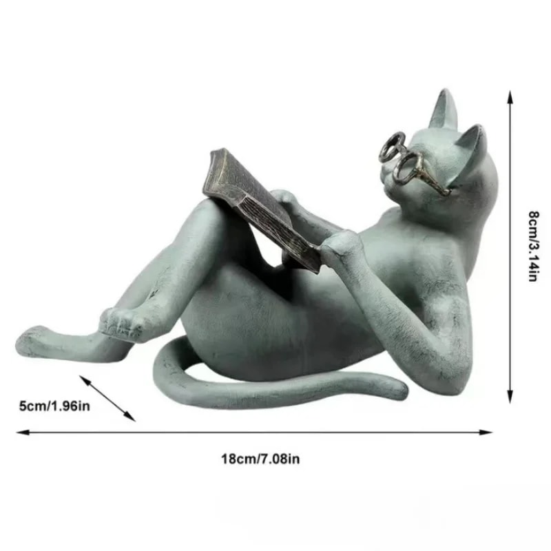 Creative Read Literature Cat Crafts Decoration Home Table Top Statue Office Decor Gift Car Accessor 4
