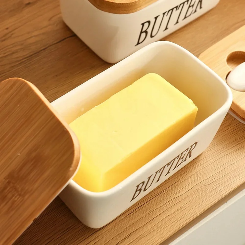 Butter Container Ceramic Box Sealed Storage Box For Cheese Butter Slicer With Knife Butter Dish For 3