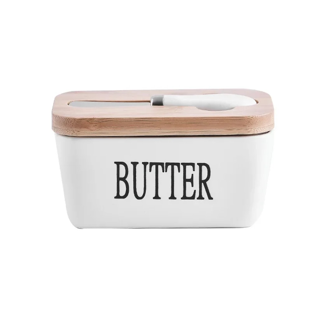 Butter Container Ceramic Box Sealed Storage Box For Cheese Butter Slicer With Knife Butter Dish For 4
