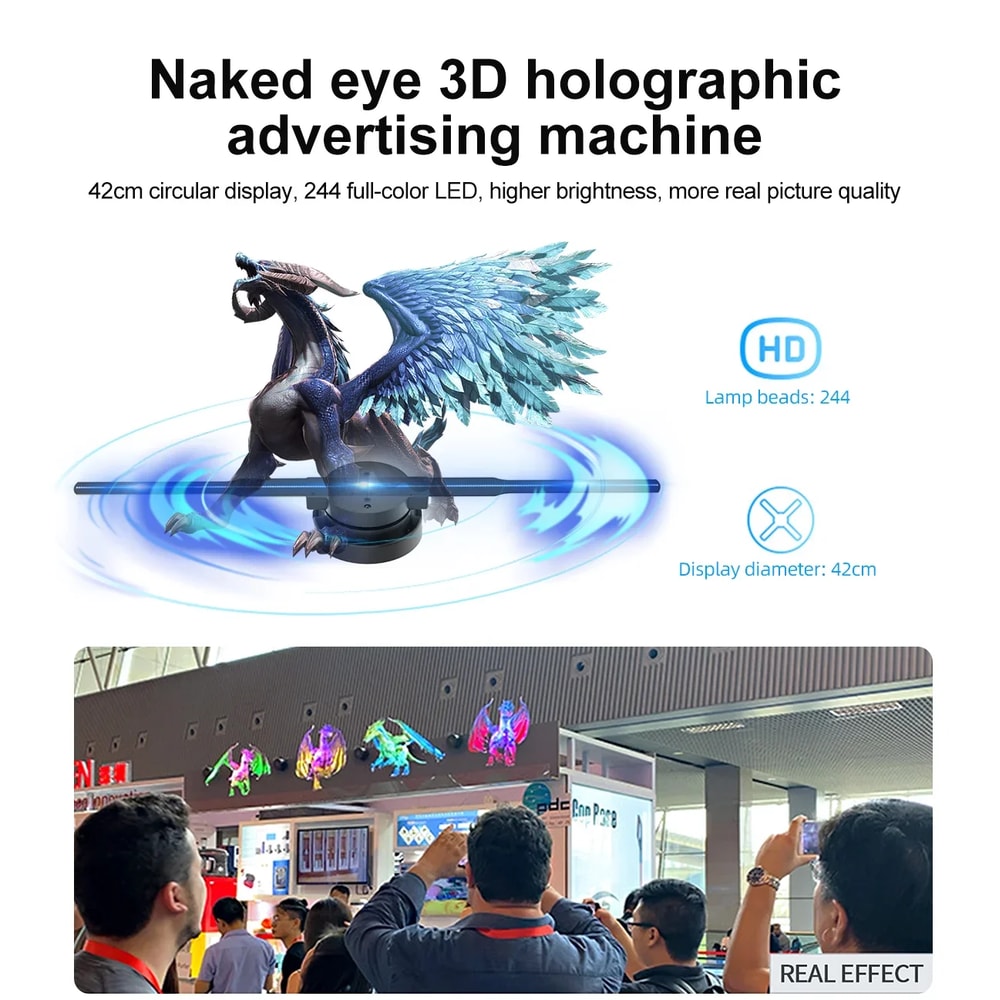 Holographic Fan Wifi Remote Custom ICONS DIY Video LOGO LED Neon Lights Rotating Display AD 4