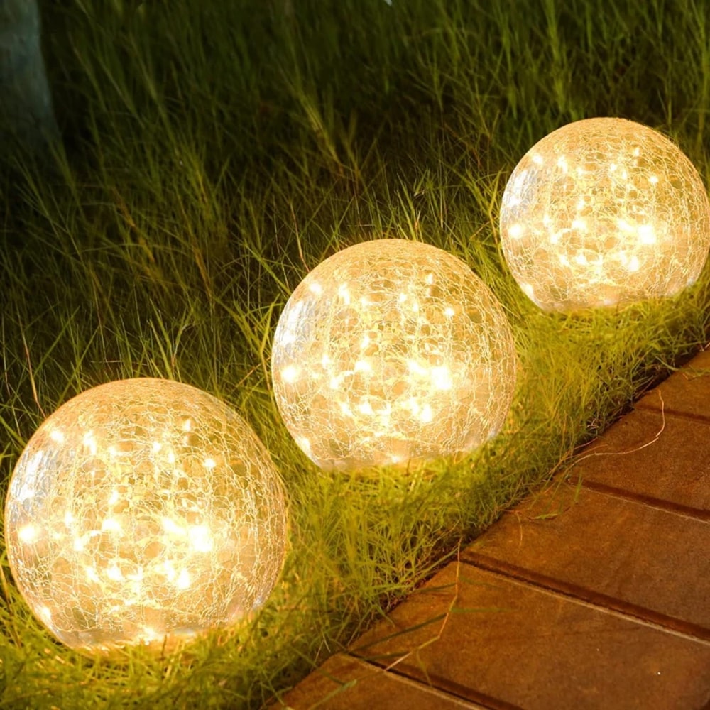 Waterproof Outdoor Light Solar Powered Cracked Glass Light Yard Pathway Patio Garden Decor For Holi 0