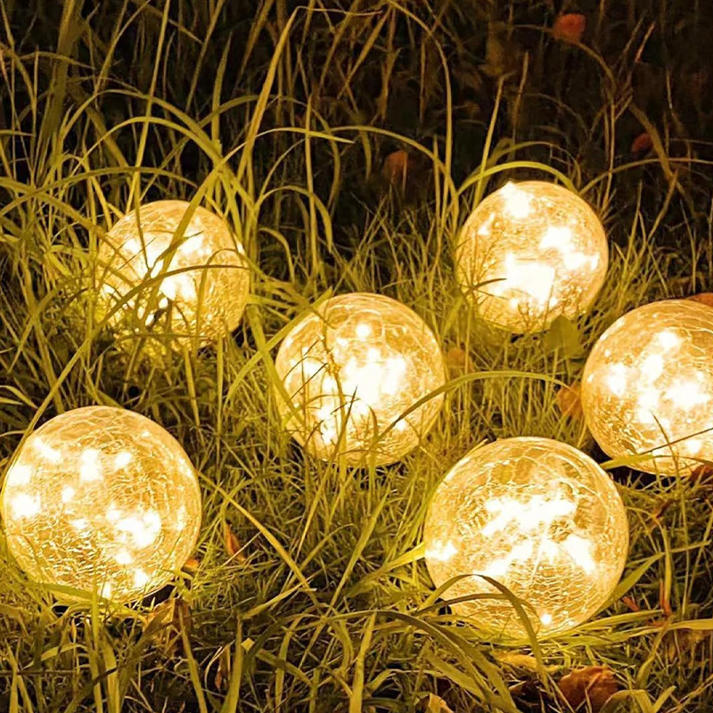 Waterproof Outdoor Light Solar Powered Cracked Glass Light Yard Pathway Patio Garden Decor For Holi 2