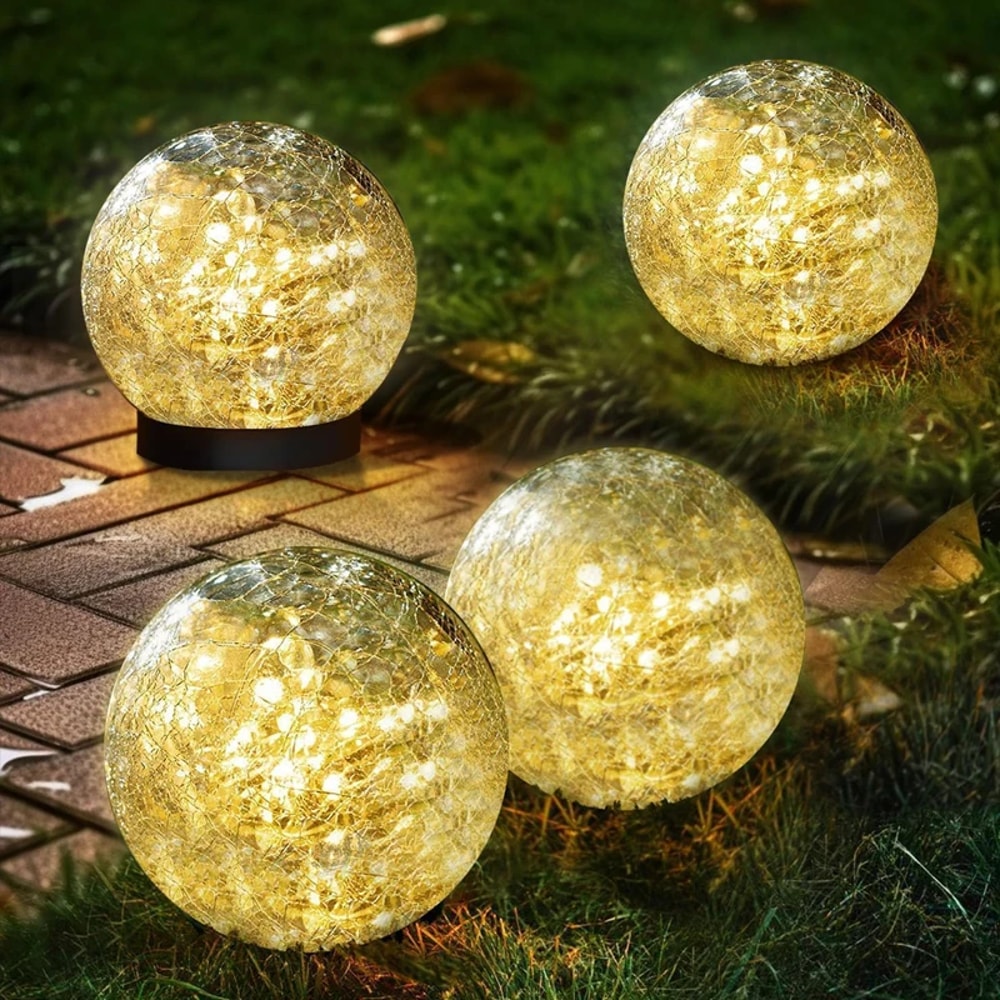 Waterproof Outdoor Light Solar Powered Cracked Glass Light Yard Pathway Patio Garden Decor For Holi 6