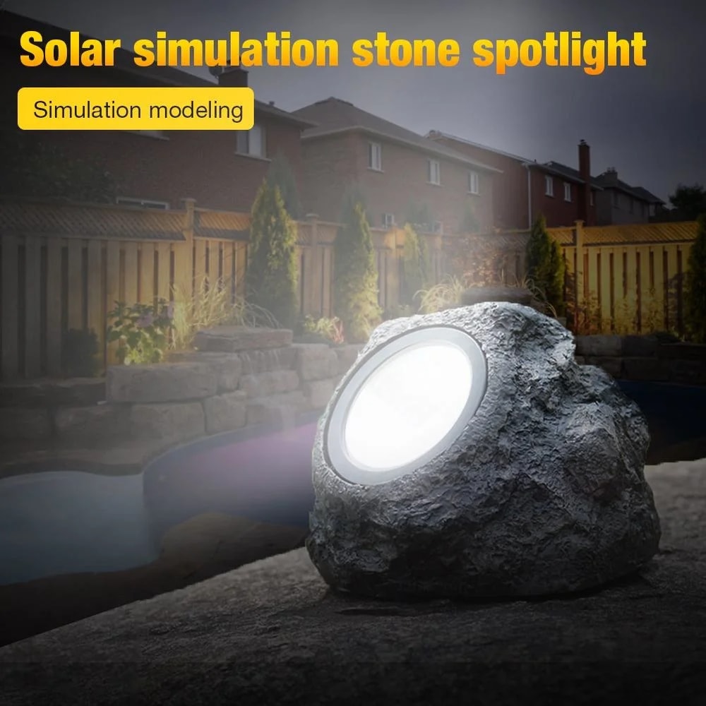 WarmCold White Stone Solar Powered Landscape Light Waterproof Garden Lawn Pathway Patio Decor 1