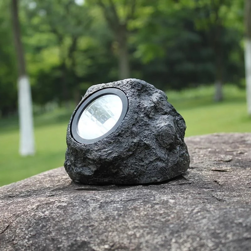 WarmCold White Stone Solar Powered Landscape Light Waterproof Garden Lawn Pathway Patio Decor 0