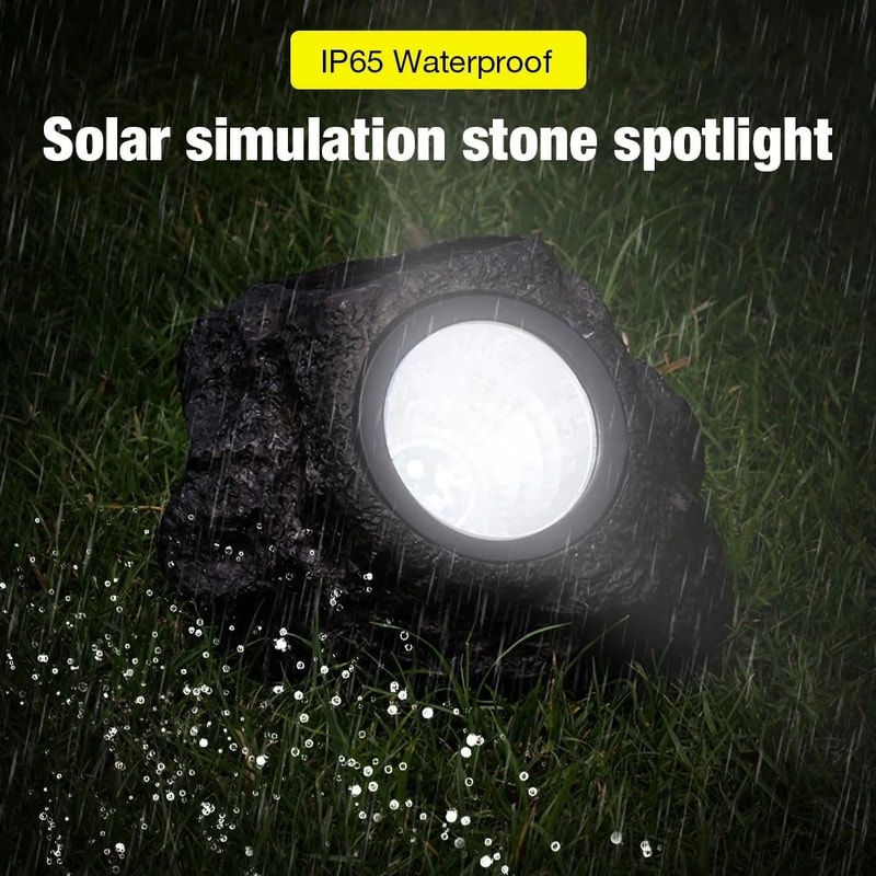WarmCold White Stone Solar Powered Landscape Light Waterproof Garden Lawn Pathway Patio Decor 2