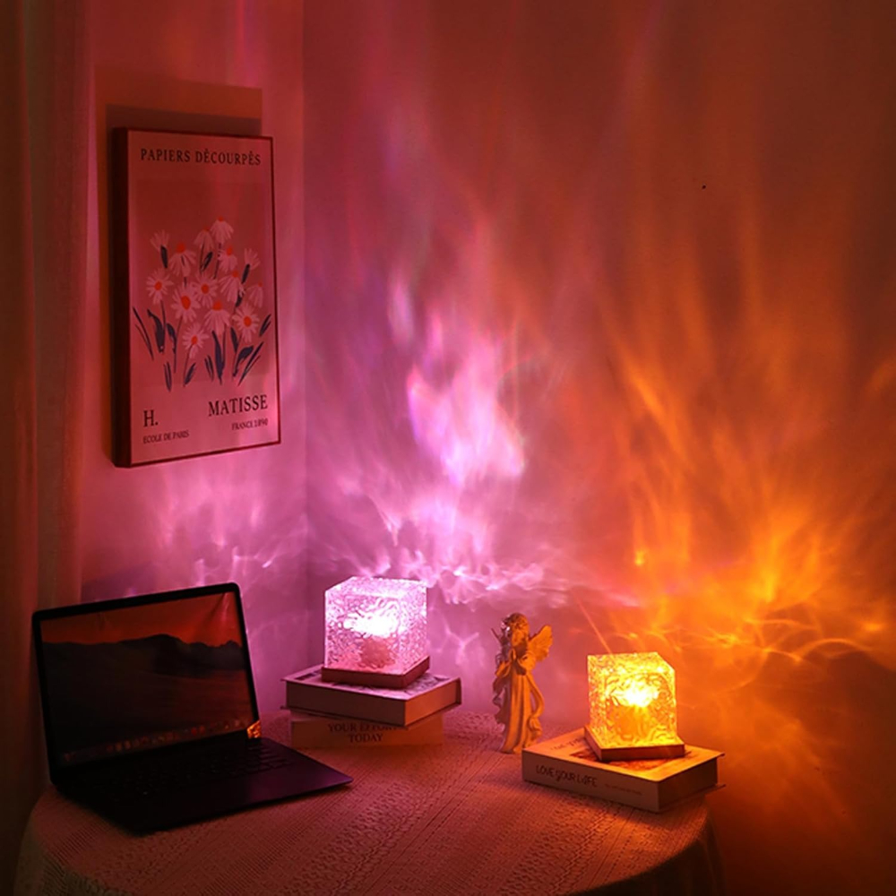 Romance Dynamic Light Shadow Rotating Water Ripple Atmosphere Lights Night Projection Lamp For Home 5