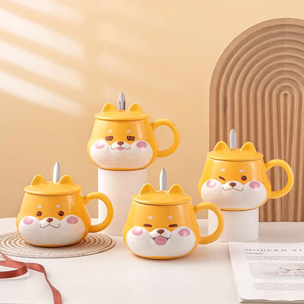 Creative Ceramic Mug With Lid Cute Household Breakfast Mugs Office Coffee Cup Couple Water Cups Dri 0