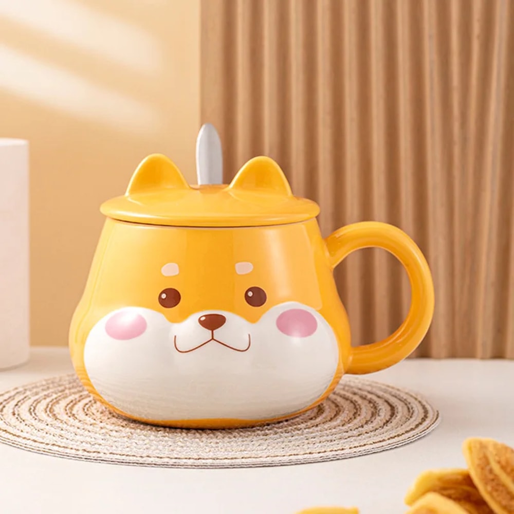 Creative Ceramic Mug With Lid Cute Household Breakfast Mugs Office Coffee Cup Couple Water Cups Dri 4