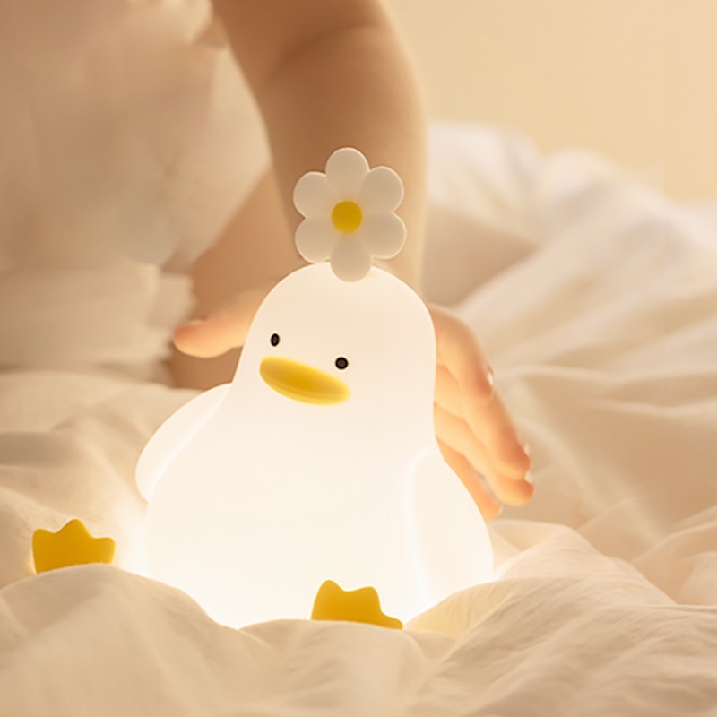 USB Rechargeable LED Night Light Cute Duck Cartoon Animals Silicone Lamp For Bedroom Living Room 6