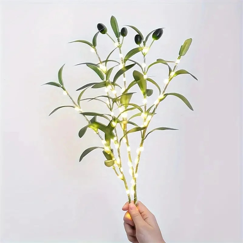 Olive Branches Night Light For Vases Battery Powered Olive Leaf Light String For Room Wedding Decor 5