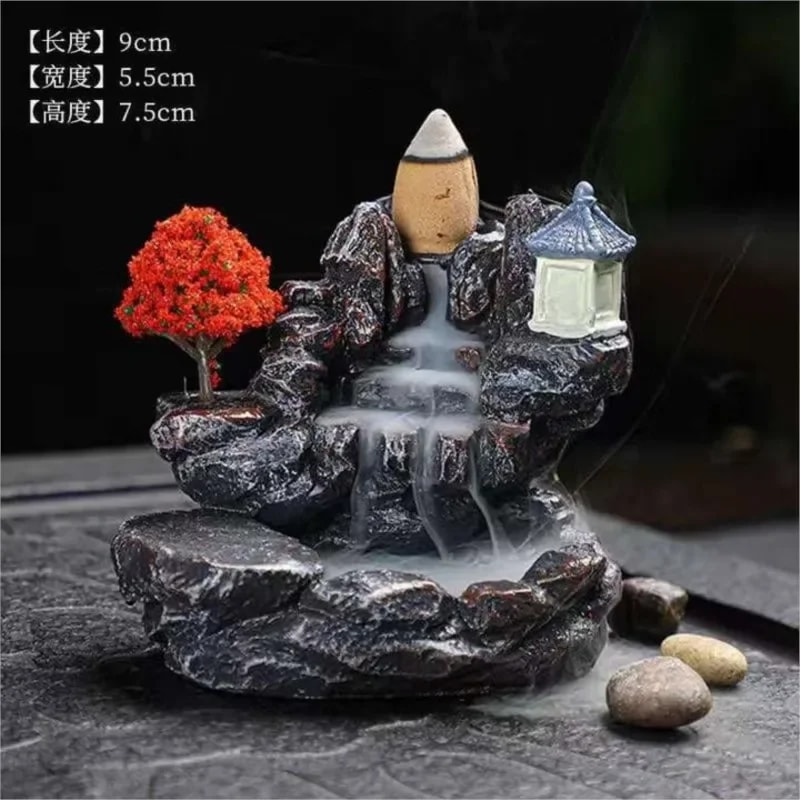 Incense Burner Mountains River Waterfall Fragrance Fireplace Backflow Smoke Zen Censer Holder Decoration for Home