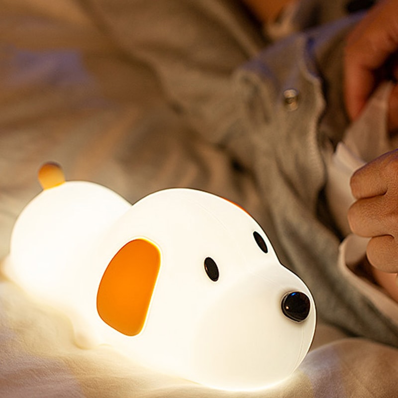 USB Rechargeable Bedside Mood Light Puppy Lamp Silicone Dog LED Night Light Touch Sensor Colors For 0