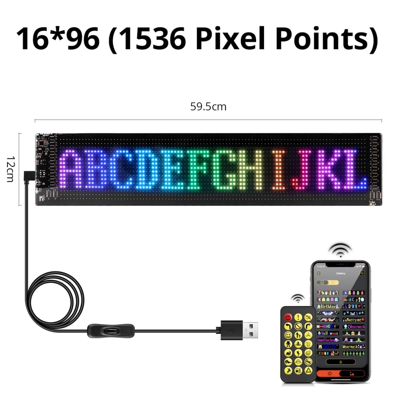 Scrolling Advertising LED Sign Panel Bluetooth App Control Customizable Logo Light Programmable Tex 7