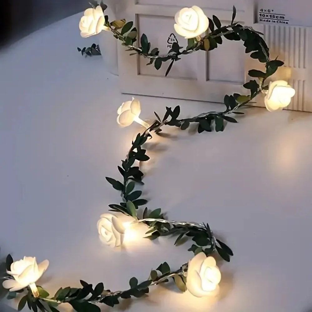 Rose Flower String Lights Battery Powered Flower Rose Night Lamp Wedding Valentines Day Party Garl 0