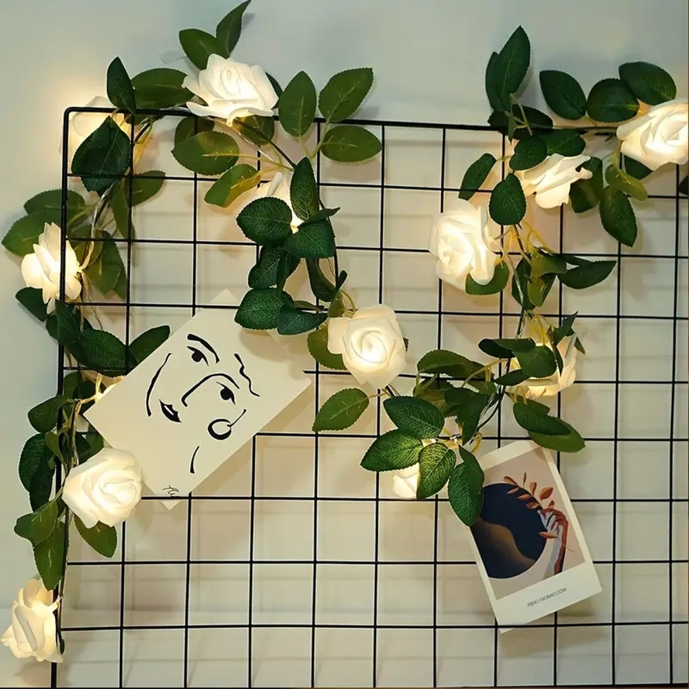 Rose Flower String Lights Battery Powered Flower Rose Night Lamp Wedding Valentines Day Party Garl 4