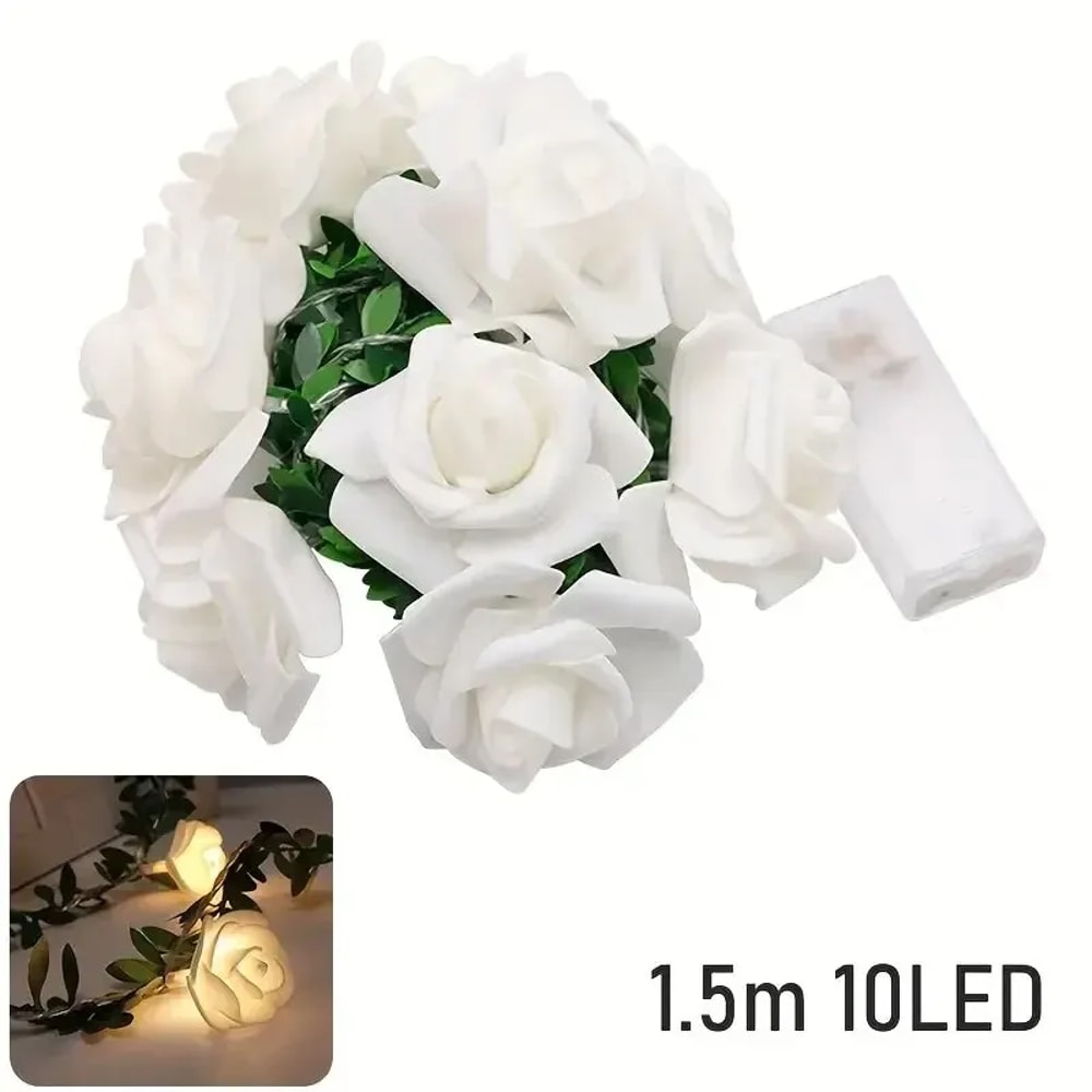 Rose Flower String Lights Battery Powered Flower Rose Night Lamp Wedding Valentines Day Party Garl 5