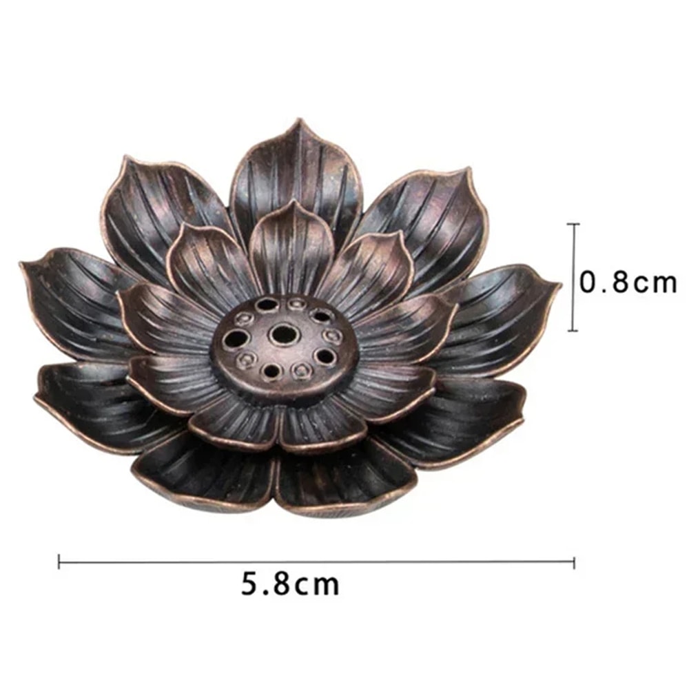 Alloy Incense Burner Stick Holder Plate, Buddhism Lotus Censer, Bronze Nasturtium Incense Burner for Meditation