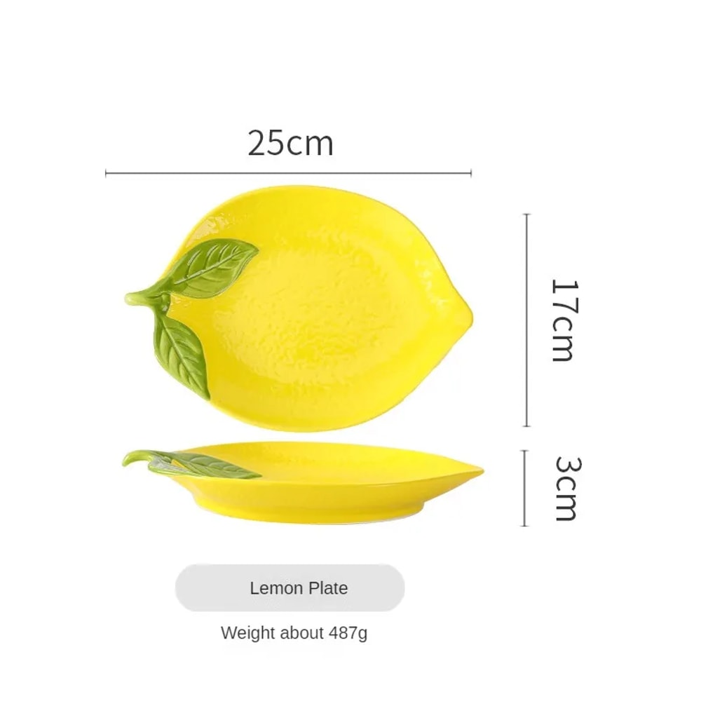 Creative Cartoon Lemon Shaped Ceramic Dinner Plate Soup Bowl Family Fruit Snack Dishes Kitchen Uten 6