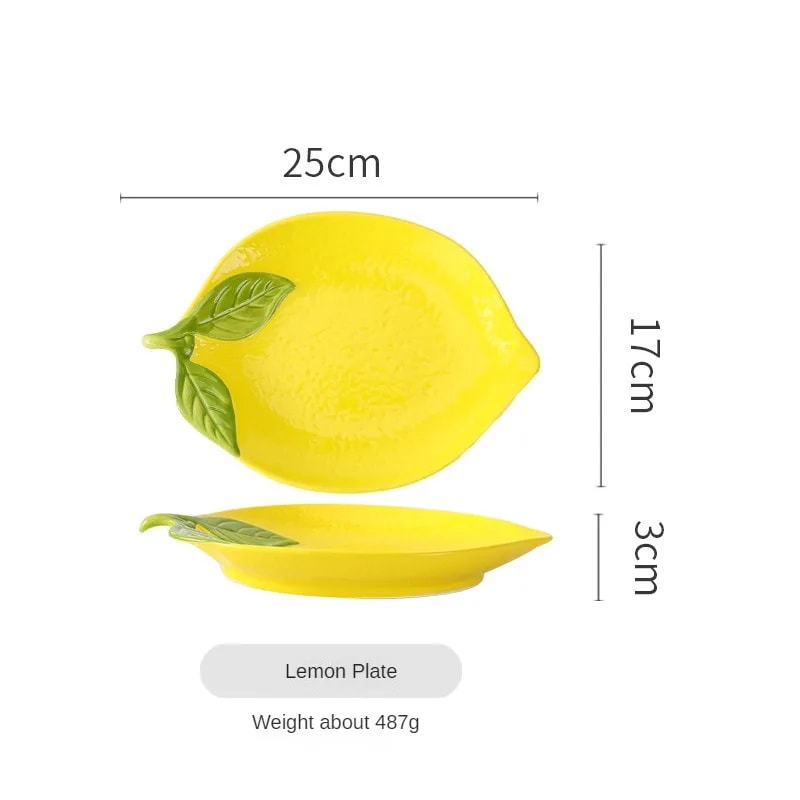 Creative Cartoon Lemon Shaped Ceramic Dinner Plate Soup Bowl Family Fruit Snack Dishes Kitchen Uten 6