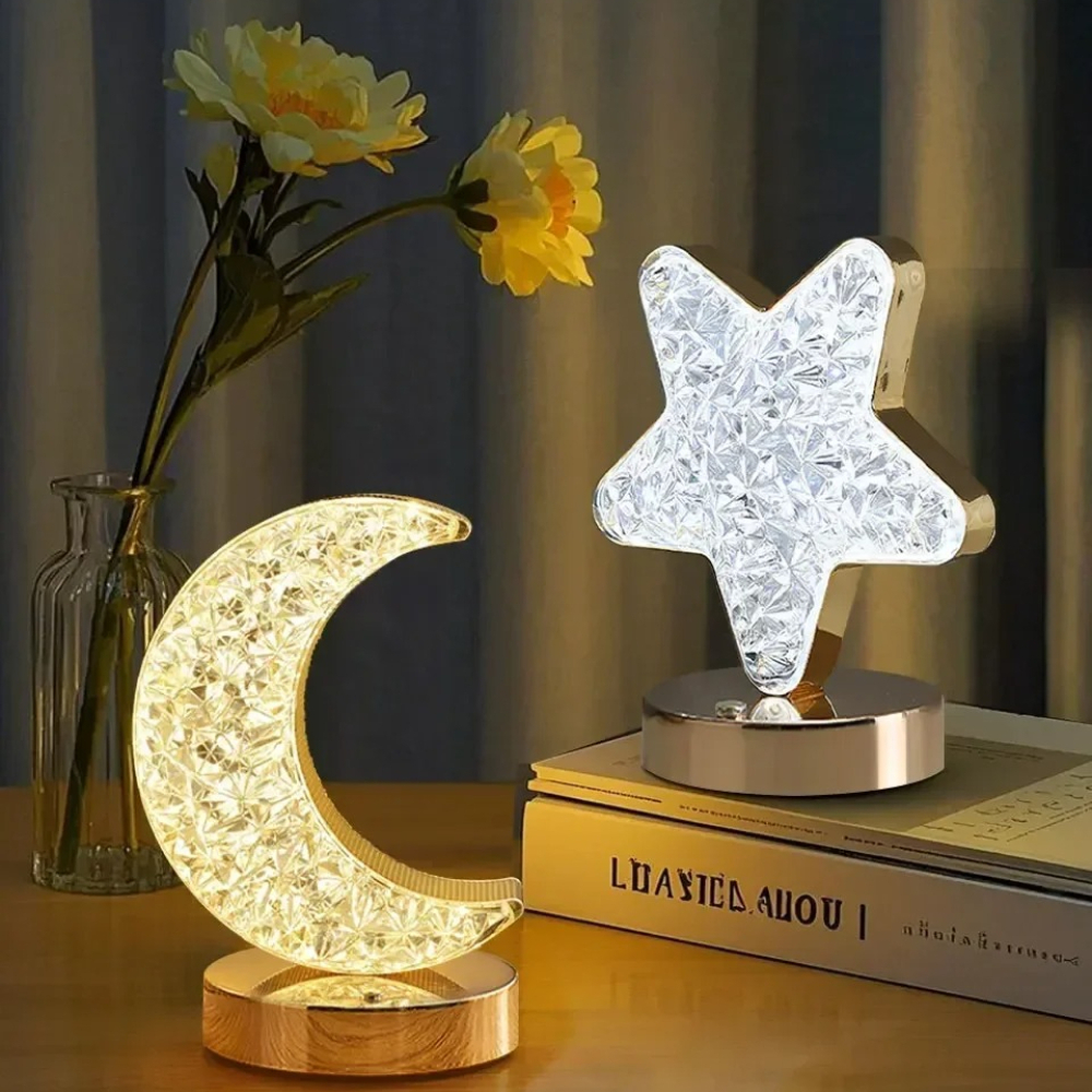 Plug Powered Ramadan Starry Moon Night Light Touch Switch Step Less Dimming Bedroom Living Room Dec 0