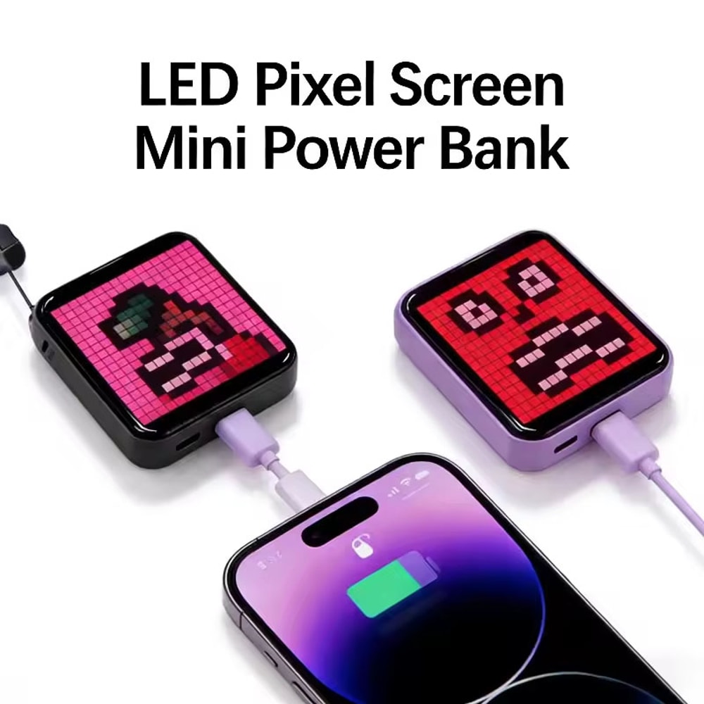 USB Powered Portable LED Pixel Display Power Bank DIY Mood Pixel Display For Phone Recharging 1