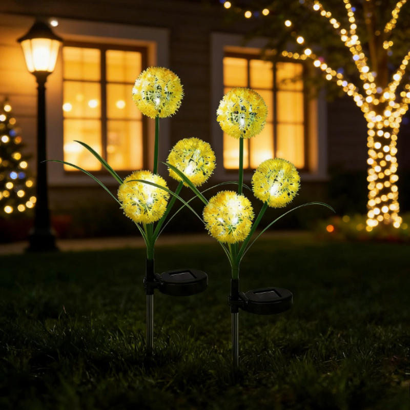 Solar Powered Scallion Balls Shaped Outdoor Ground Mounted Light Waterproof Courtyard Garden Landsc 0
