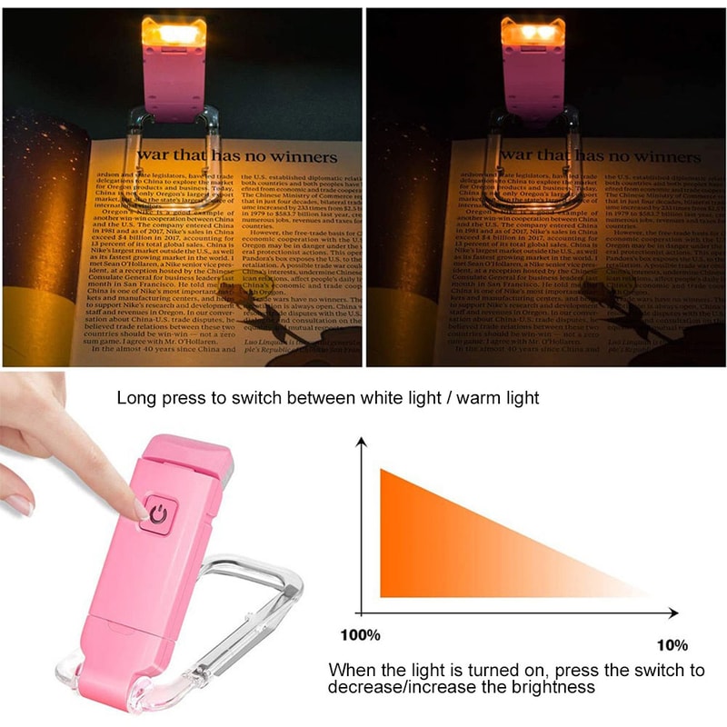 USB Rechargeable Book Light LED Reading Light Eye Protection Portable Clip Desk Light Bookmark Nigh