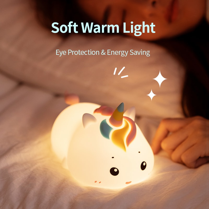 Silicone Patting Lamp Unicorn LED Rechargeable Night Lamp With Remote Control Dimmable Bedside Bedr 2