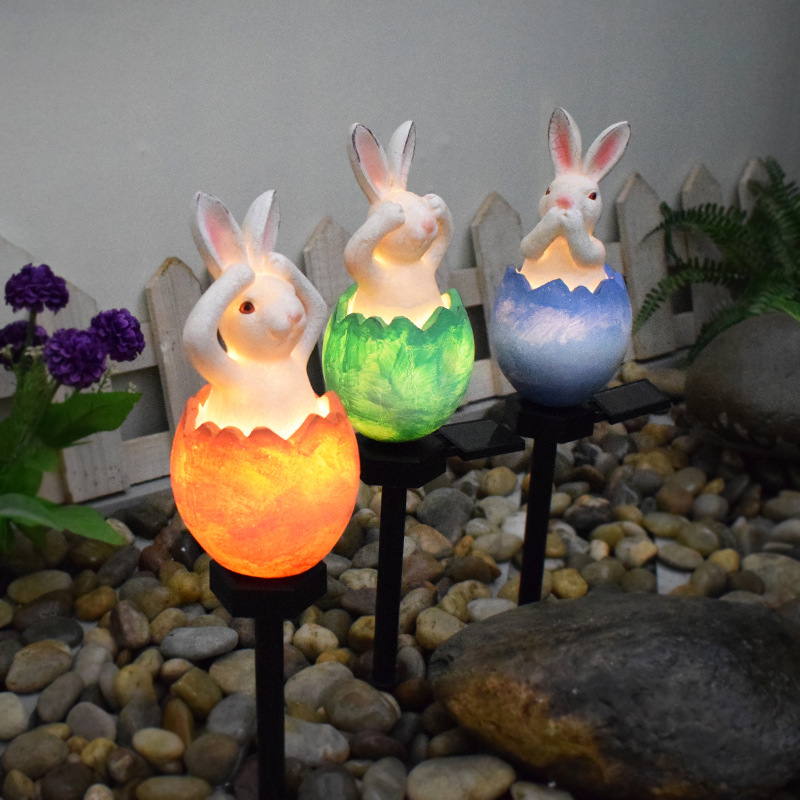 Solar Powered Waterproof Outdoor Lawn Lamp, Cute Rabbit Garden Ground Light, Pathway Patio Decor Lighting for Lawn