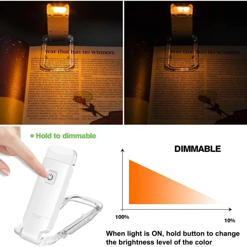 USB Rechargeable Book Clip Light, Eye Protection Reading Lamp, Portable Bookmark Desk Lamp for Dormitory and Home Use