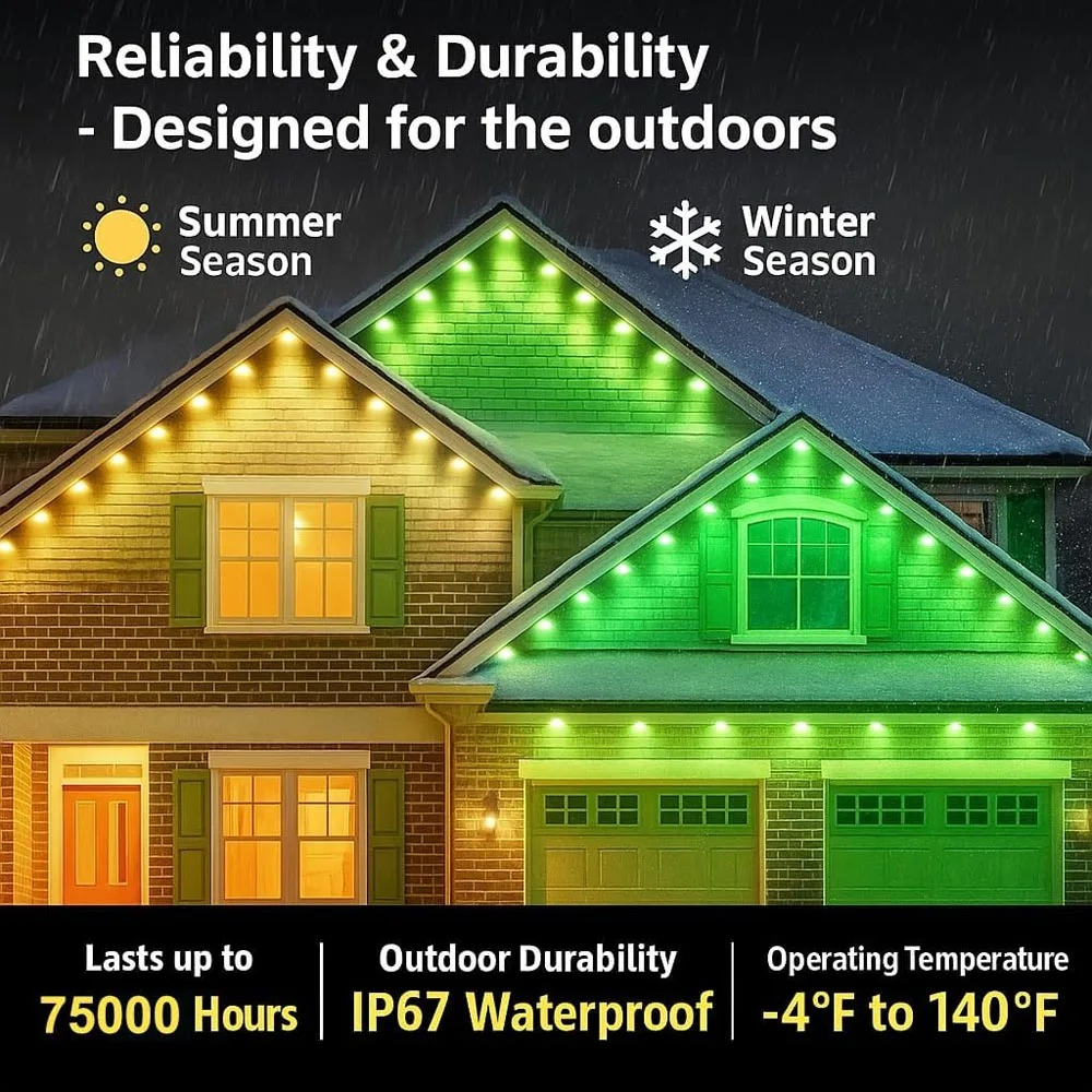 Outdoor Smart Waterproof Eaves Lights With Remote App Control DIY Light For Daily Festival Christma 1